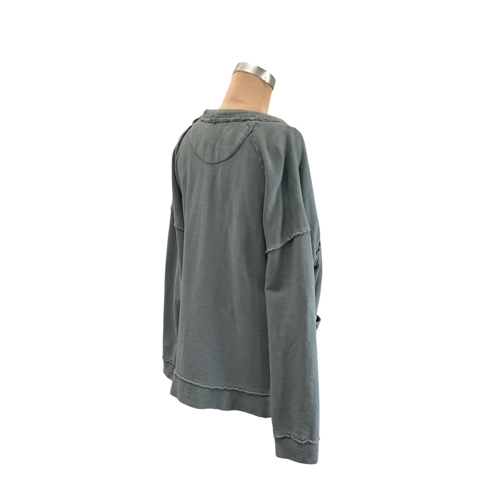 Pilcro Varsity Cardigan Long Beach Graphic Oversized Green Womens Size L Cozy - Picture 8 of 12